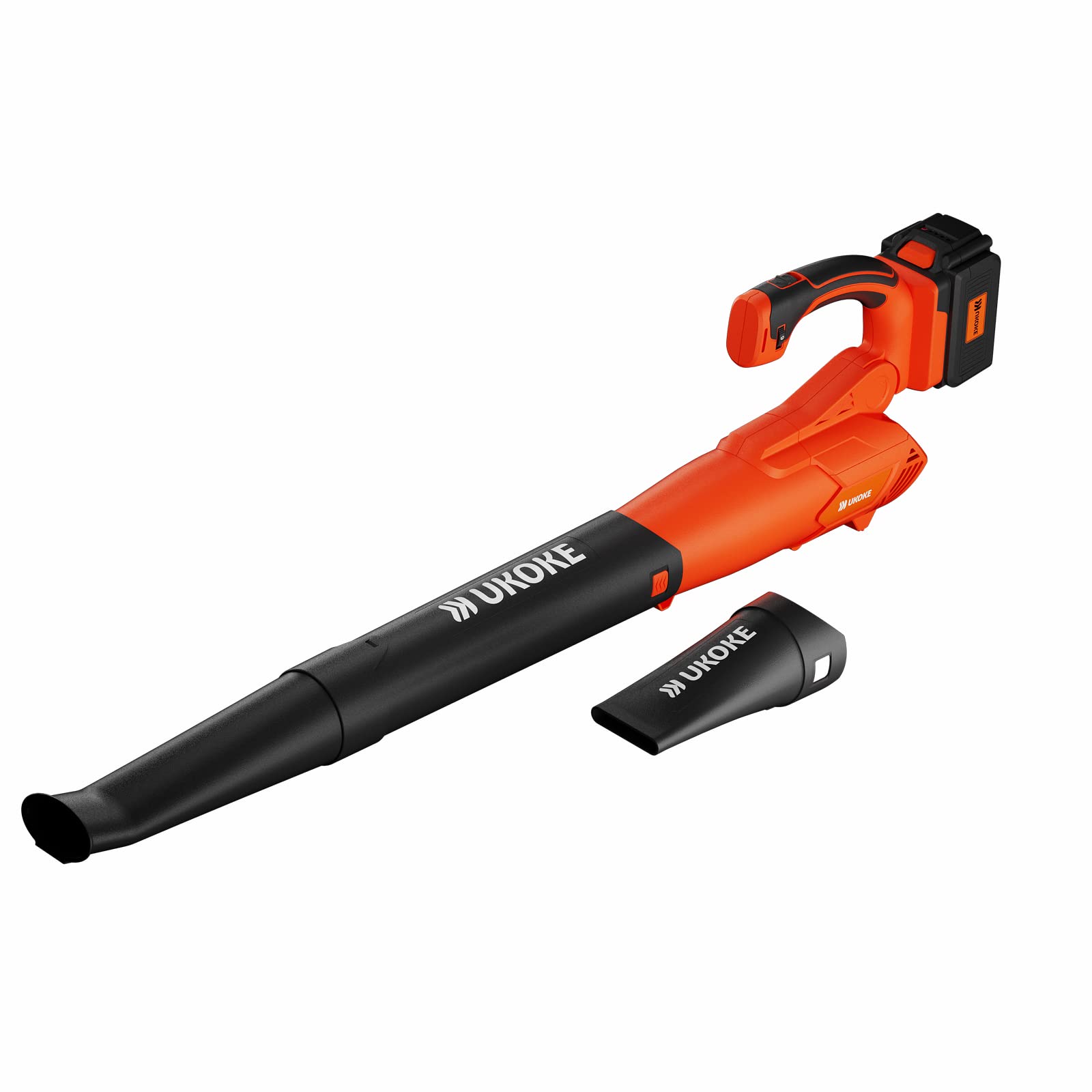Photo 1 of ** SOLD AS IS, NO REFUND/RETURN** SEE COMMENTS! Ukoke Powerful 40V Brushless Cordless Blower (130 MPH / 550 CFM),for Blowing Snow Debris, Leaves, and Dust 2.0Ah Battery and Charger Included, Orange