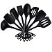 4YANG Cooking Utensil Set -Heat Resistant Kitchen Gadgets (8 Pieces)-Includes:Turner, Slotted spoon , Ladle ,Spoon, Spoon Spatula, Spoonula, Spatula & Basting brush (Black)