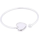 Reidgaller 5pcs 12mm Heart Cabochon Bracelet Base Blanks Stainless Steel Adjustable Bangle Bezel Settings For Jewelry Making Supplies