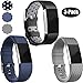 Replacement Bands for Fitbit Charge 2, 3-Pack Fitbit Charge2 Wristbands, Large, Black Gray, Blue, Gray