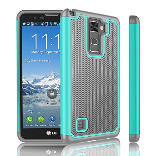 LG Stylo 2 Plus Case, LG Stylus 2 Plus Case, Tinysaturn(TM) [Ysaturn Series] Shock Absorbing Rugged Hard Shell Rubber Against Scratches Cover Case For LG G Stylo 2 Plus MS550 K530 K535 [Mint / Grey]