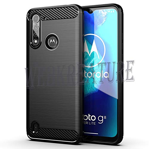 Webkreature Shockproof Hybrid TPU Carbon Fiber Case Back Cover for Moto G8 Power Lite-Hybrid Black