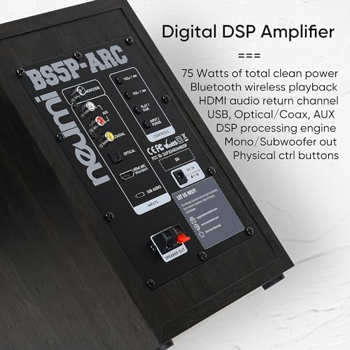 NEUMI BS5PARC 75Watt Powered Bookshelf Speakers, Bluetooth, HDMI, USB