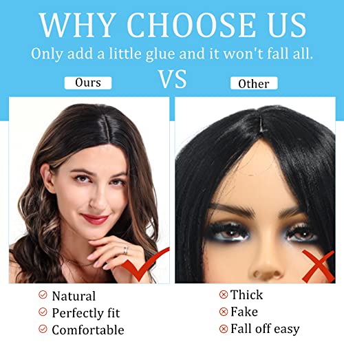 POPTAIYU Long Brown Mixed Blonde Wavy Highlight Wig for Women Synthetic Curly Middle Part Wigs Natural Wavy Heat Resistant Wig for Daily Party Use (Brown Mixed Blonde,24inch)