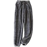 Women's Coral Fleece Pajama Lounge Pants - Comfy Warm Sleepwear With Pockets - Velvet Home Long Pants