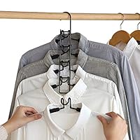 CESHUMD Space Saving Hangers for Clothes Detachable 5 Layers Stainless Steel Non-Slip Foam Padded Velvet Clothing Hangers Metal Closet Storage Organizer for Pants Shirts Jeans Trousers 5-Tier Black