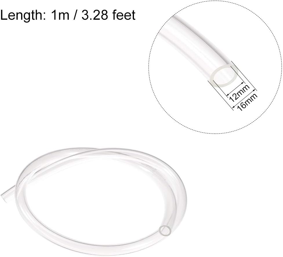 sourcing map Pneumatic Air Tubing, 16mm OD x 12mm ID 1m (39.4 Inch) PU Polyurethane Air Compressor Clear Tubing Hose Pipe - Image 3