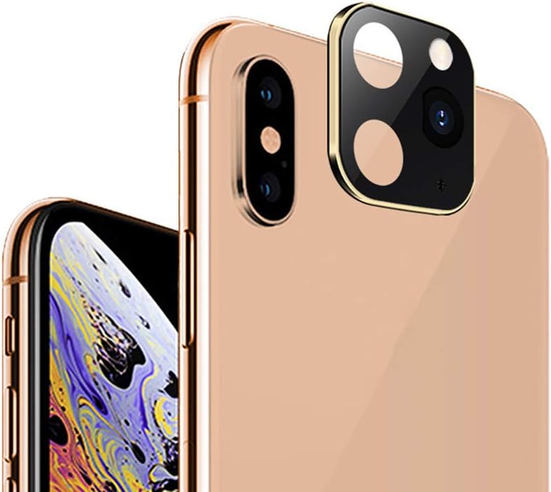 Compatible with iPhone X/Xs/Xs Max Screen Protector Camera Lens, let The Mobile Phone Instantly Change to 11 pro max Camera Module, Thin High Definition 9H Hardness Anti-Scratch Clear (Gold)