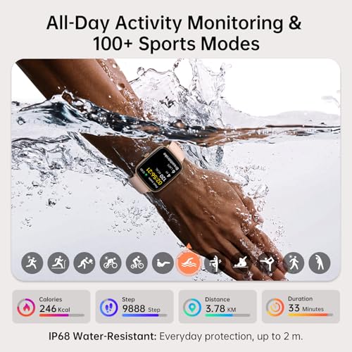 Smart Watches for Women (Answer/Make Calls),1.85" HD Screen Fitness Watch with Bluetooth 5.3,Heart Rate/Sleep/SpO2 Monitor,110+ Sports Modes,IP68 Waterproof Smartwatch,Activity Tracker for Android iOS