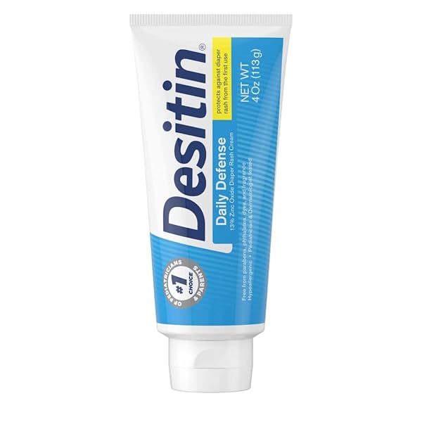 DESITIN DAILY DEFENSE BABY DIAPER RASH CREAM WITH ZINC OXIDE TO TREAT, RELIEVE & PREVENT DIAPER RASH, HYPOALLERGENIC, DYE-, PHTHALATE- & PARABEN-FREE, 4 OZ