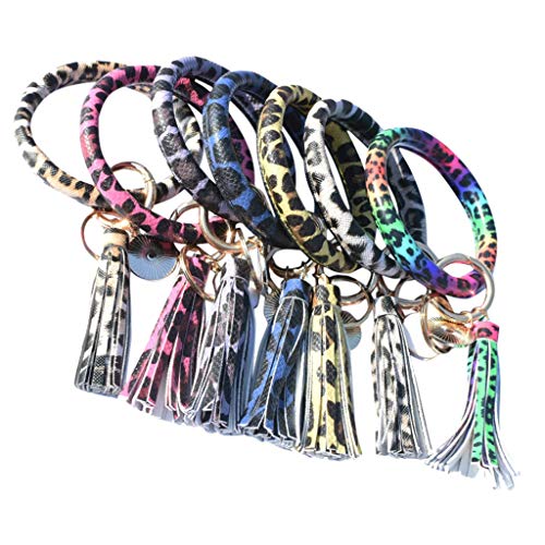 Letdown Accessories Women &Girls Wristlet Keychain Bangle Tassel Ring Circle Key Ring Leather Bangle Under 5 Dollars for Lovers - Thumbnail 2