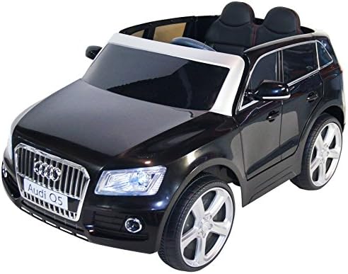 Audi Q5 Style Two Leather Seats Electric Car for Kids to Ride Battery Powered Ride-On for Boys and Girls, LED Lights, Horn, Engine Sounds, Fun Toy for Children Ages 2-5 - Black