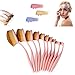 BeautyCoco Oval Toothbrush Makeup Brush Set Foundation Brushes Contour Powder Blush Conceler Brush Makeup Cosmetic Tool Set Rose Gold with Gift Box (Pink)