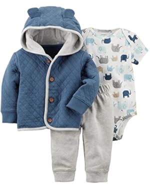 Baby Boy 3-Piece Elephant Little Cardigan Set