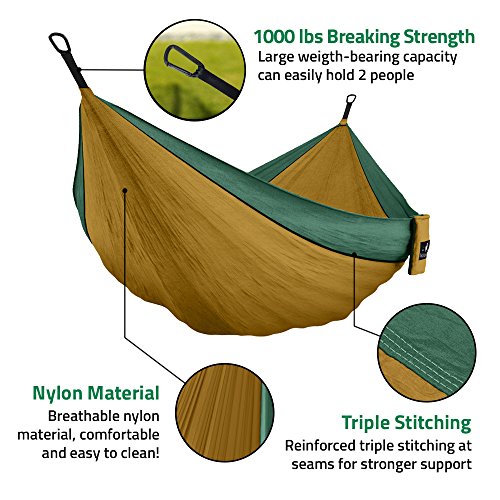 image for MalloMe Double & Single Portable Camping Hammock - Parachute Lightweig