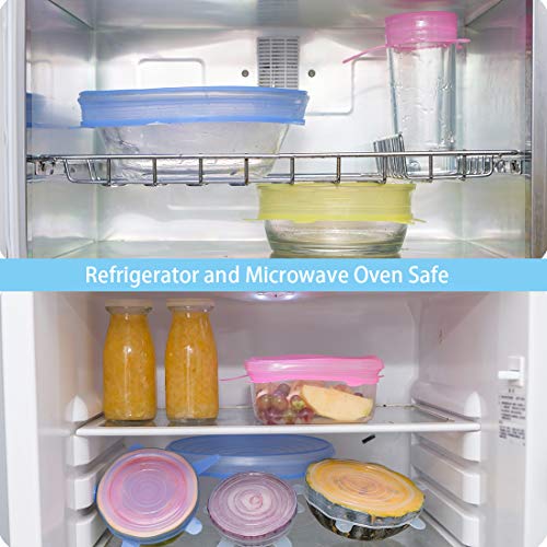 FansArriche Silicone Stretch Lids 12 Pack, Reusable Durable and Expandable to Fit Various Sizes and Shapes of Containers for Keeping Food Fresh, Dishwasher and Freezer Safe