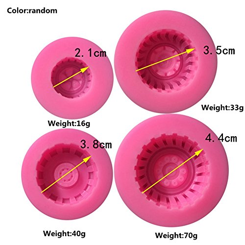 Creative 3D Automobile Motorcycle Tires Shape Silicone Mold for Cake Chocolate Fondant Baking Biscuit DIY Cookies Soap Ice Cube Tray Decoration Tools ( Pack of 4 )