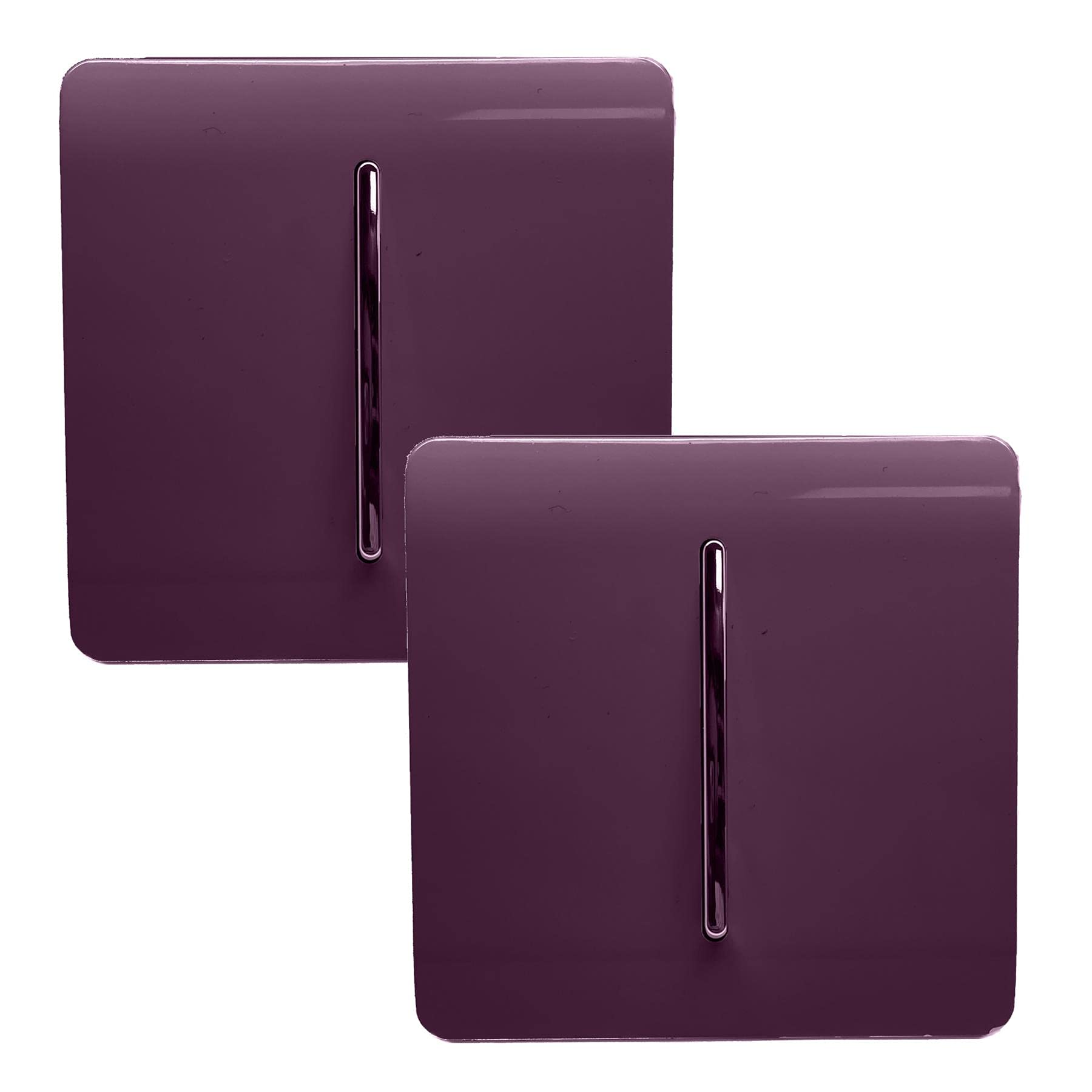 Trendi 1 Gang 2 Way Artistic Modern Glossy 10 Amp Rocker Tactile Light Switch Plum (2 Pack)