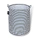 Bodvera Folding Laundry Hamper Basket, 19.68"16.53", Collapsible & Convenient Clothes Toys Storage Closet Bin Bag, Blue Strip