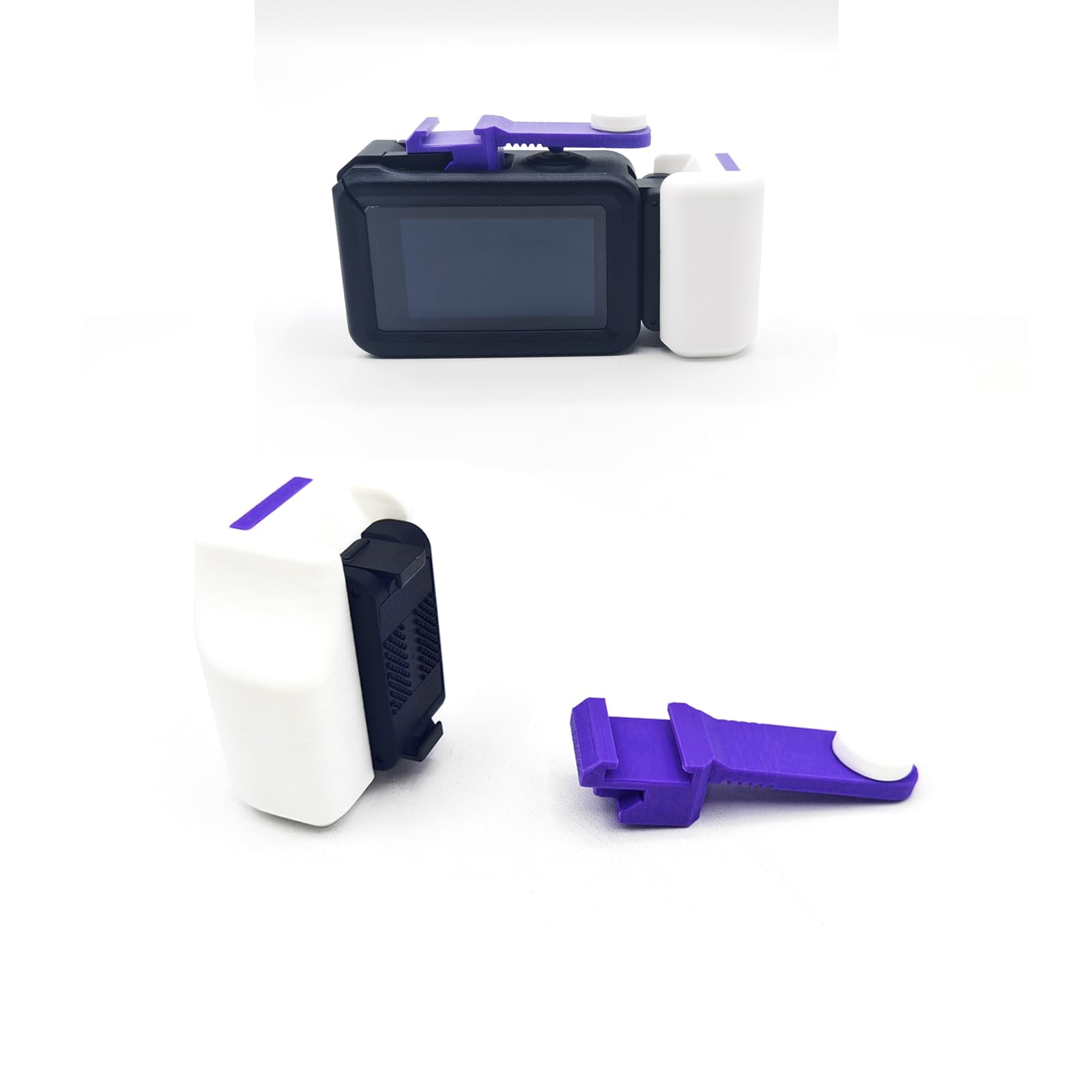 Photo 1 of Side Handle Shutter Assistant Magnetic Quick Release Adapter for Osmo Action 5pro 4, 3 Camera Accessories 3D Printed Street Photography Fashion Colors Portable Vlog Handle Grip (White-Purple)