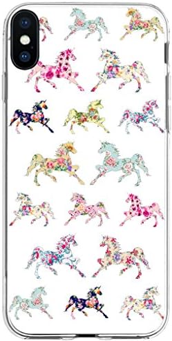 TPU Case for iPhone Xs & Cover for iPhone X & MUQR Flexible Gel Silicone Slim Drop Proof Protection Cover Compatible for iPhone Xs(10S) & X(10) & Girly Horse Animal Print