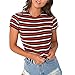 Handyulong Women Shirts Clearance Teen Girls Casual Short Sleeve Color Block Stripe Elastic Tunic T-Shirt Blouse Tops
