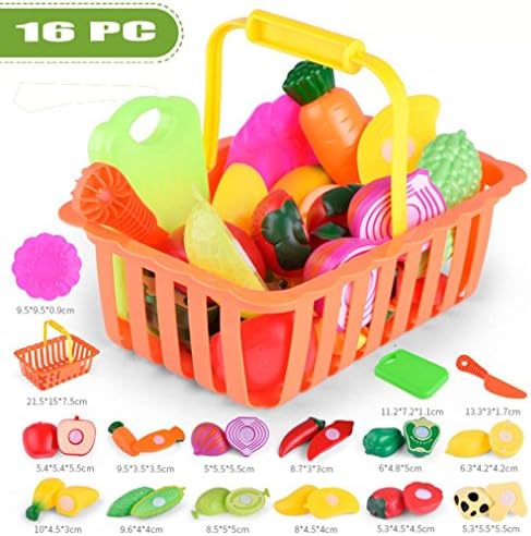 JIANGfu Kids Pretend Role Play Kitchen Fruit Vegetable Food Toy Cutting Set Gift Toy (B, 1 set)