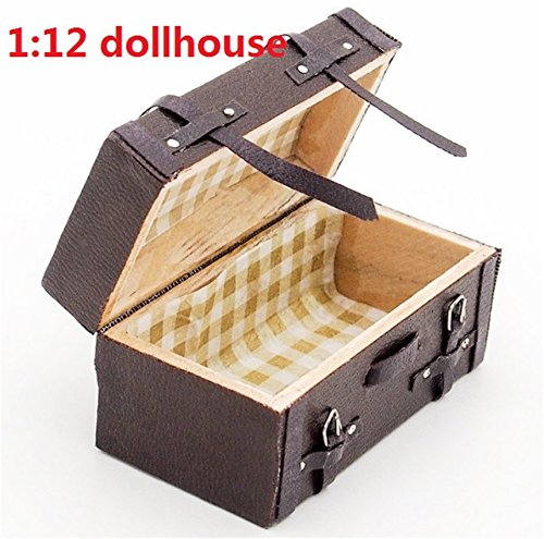 EatingBitiingï¼ˆRï¼‰Dollhouse Miniature 1:12 Scale Vintage PU Leather Trunk Fairy Home Furniture