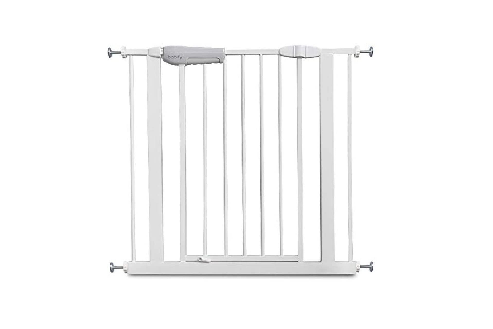 Babify - Child Safety gate for Doors and hallways - White - Maximum Versatility from 65 to 91 cm - Includes 2 Extensions of 10 cm - Includes Railing kit