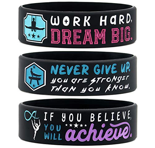 12-Pack-Gymnastics-Wristbands-with-Motivational-Quotes-Wholesale-Bulk-Gymnastics-Themed-Giveaway-Gifts-Party-Favors-Supplies-for-Boys-Girls-Men-Women