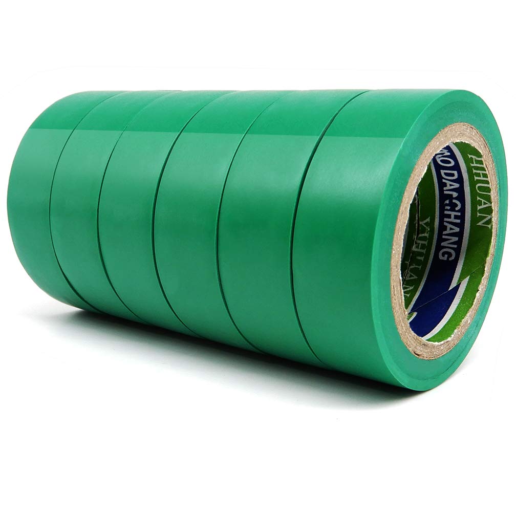 ALBOYI Green Electrical Tape 6 Rolls, 17mm x 9m Self-Adhesive PVC Insulation Gaffer Tape for Insulating, Repairing and Protecting Wires