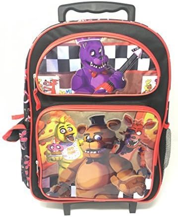 Five Nights At Freddys Large School Roller Backpack 16" inches Trolley Red Rolling Bag