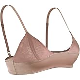 SilRiver Womens Silk Light Bralette Sexy 1/2 Soft Cup Wireless Bra Triangle Tops with Smooth Satin