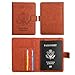 Vivefox RFID Leather Passport Holder Cover - Travel Passport Wallet Document Organizer Id Card Case (Brown- 1 (with Magnet Button))