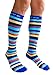 Compression Socks (1 Pair) for Women & Men by Wave (Navy Stripes, L-XL)