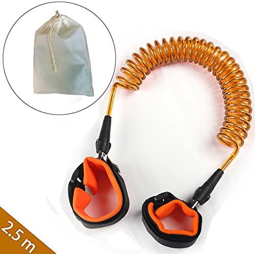 Anti Lost Wrist Link 8.2 ft Safety Velcro Wrist Link Harness Strap, Walking Hand Belt for Toddlers, Children &amp; Kids by ZhuTook (2.5orange)