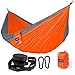XSPOLVE Double Camping Hammock with Hammock Tree Straps，Portable Parachute Nylon Hammock for Hiking Backpacking(Gray &Orange)