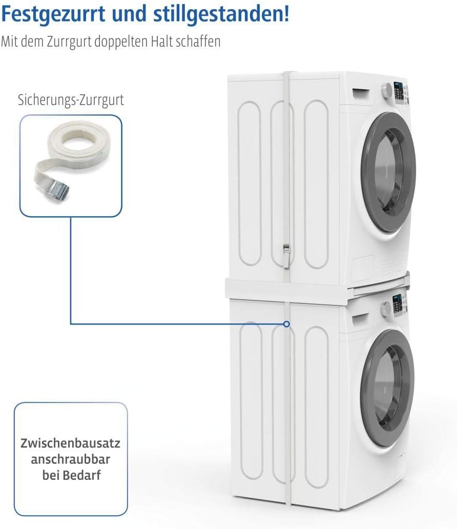 Xavax Smart Stacking Kit for Washing Machine / Dryer, Pull-Out Plate, Plastic, White, Zwischenbausatz mit Ausziehplatte (Kunststoff) - Image 5