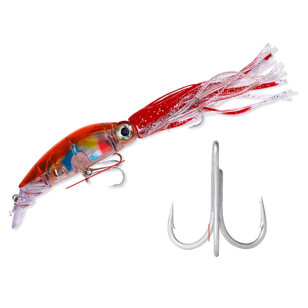 FOLANDO Octopus Swimbait, Fishing Lures Squid Octopus Baits Squid Jig Hooks Fishing Lures for Saltwater and Freshwater 10cm/16g