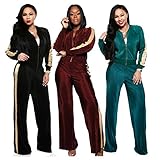 OLUOLIN Women's 2 Piece Outfits Velvet Tracksuit Zip Jackets and Sweatpants Jogging Suit