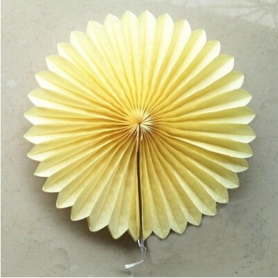 SomnrÂ® Pack of 5pcs 10 inch Tissue Paper Fans Paper Flower Tissue Fan Decoration Party Wedding Baby Shower Decoration ( Light Yellow)