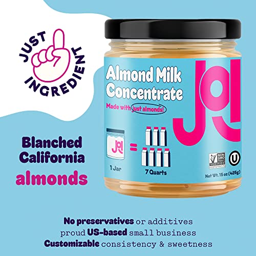 Almond Milk Unsweetened Plain Concentrate by JOI 27 Servings, Blend with Water to Make Up To 7