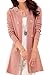 Asher Women's Loose Open Front Mid-Long Knit Cardigan Sweater (M, Pink)