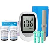 Blood Glucose Monitor - 50 Lancets, 50 Strips, Travel Case - Home Testing Kit Safe for Kids and Adults Easy to Use