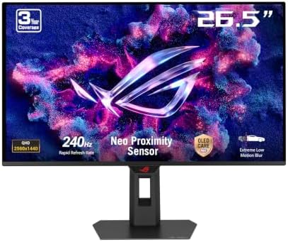 ROG Strix XG27AQDMES - Monitor de gaming de 27 polegadas, QD-OLED 1440p, 240 Hz, Neo Proximity Sensor, OLED Care Pro, ELMB, 99% DCI-P3, DisplayWidget Center