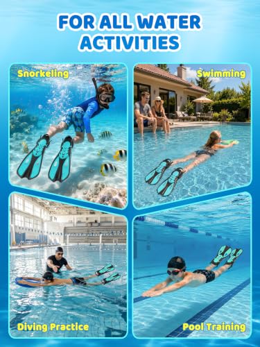 Pinne Snorkeling Pinne Nuoto Piscina per 32-36 | 37-41 | 42-47 | Leggere e Confortevoli | Design Morbido | Regolazione Tallone Aperto | Unisex | Per Uso Acquatico Piscina Mare