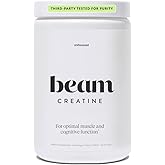 Beam Creatine Monohydrate Powder – 5g Micronized Creatine Monohydrate, Third Party Tested Creatine for Women & Men, Muscle Strength, Growth, Recovery & Cognitive Support, Unflavored, 100 Servings