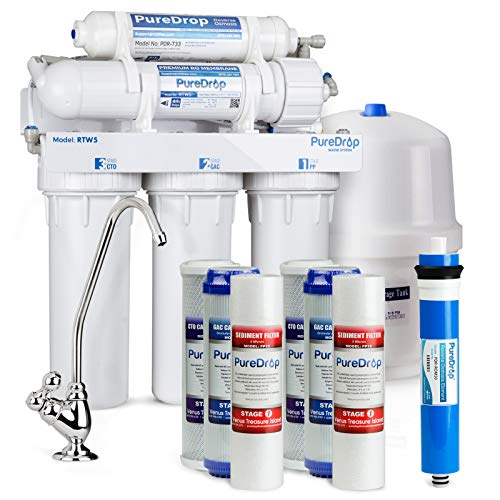PureDrop RTW5 Under Sink 5 Stage Reverse Osmosis Drinking Water Filtration System with Extra Pre-Filter Set, Factory Outlet