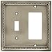Brainerd 64740 Beaded Single Toggle Switch/Decorator Wall Plate / Switch Plate / Cover, Brushed Satin Pewter
