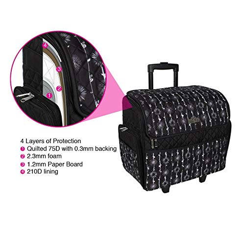 Everything Mary Deluxe Quilted Black & Floral Rolling Sewing Machine